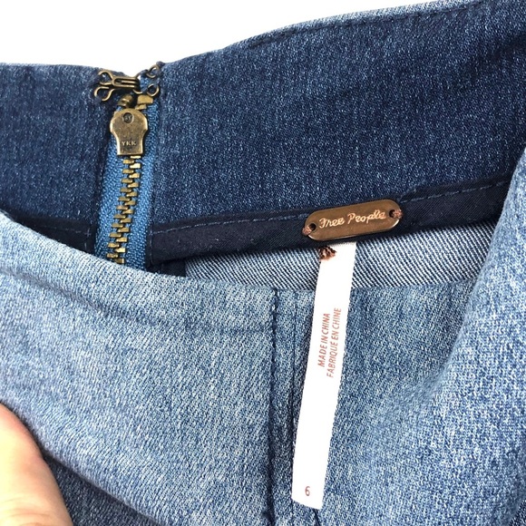 Free‎ People Color Block Denim Mini Skirt - Picture 4 of 6